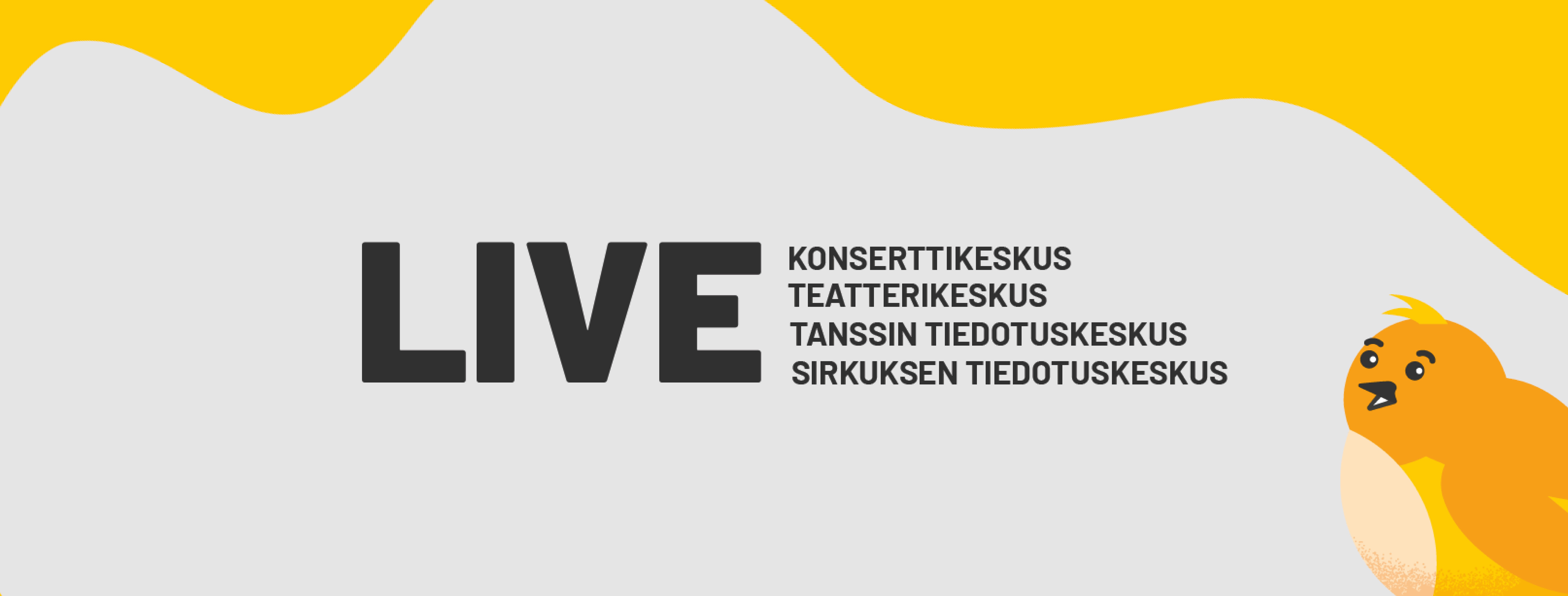 Live-hanke kuvituskuva, jossa logo ja lintu